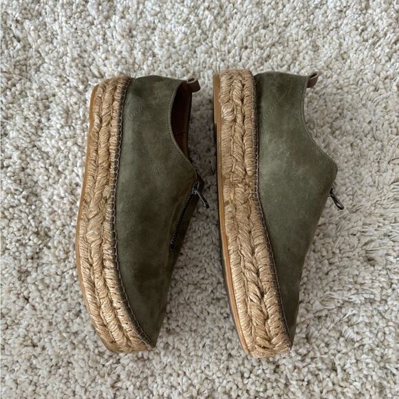 Eric Michael Serena Olive Green Suede Platform Espadrille Women’s Size 37 - Picture 4 of 9